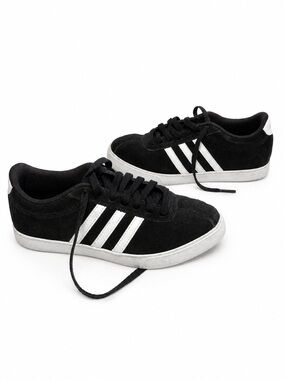 adidas Black Suede 3 Stripe Sneakers Low Top Casual Size 6.5
